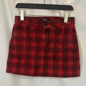 Hudson Jeans Red Plaid Women's Mini Skirt with pockets